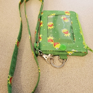Super Cute Kermy Print ID Wallet Key Chain/Lanyard
