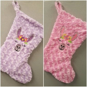 Super Cute Handmade Pink and Light Purple Faux Fur Llama  Christmas  Stocking