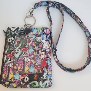 Monedero/llavero con cordón para identificación con estampado de fiesta de Navidad y Halloween súper lindo