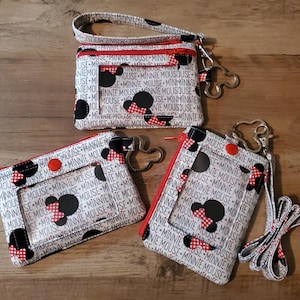 Super Cute Inspired Mouse Print ID Wallet Key Chain/Lanyard