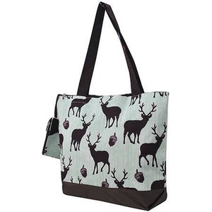 Super Cute Deer Party Tote Print Canvas Tote -Monogram Included