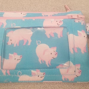 Monedero con cremallera y llavero con estampado de cerdito súper lindo