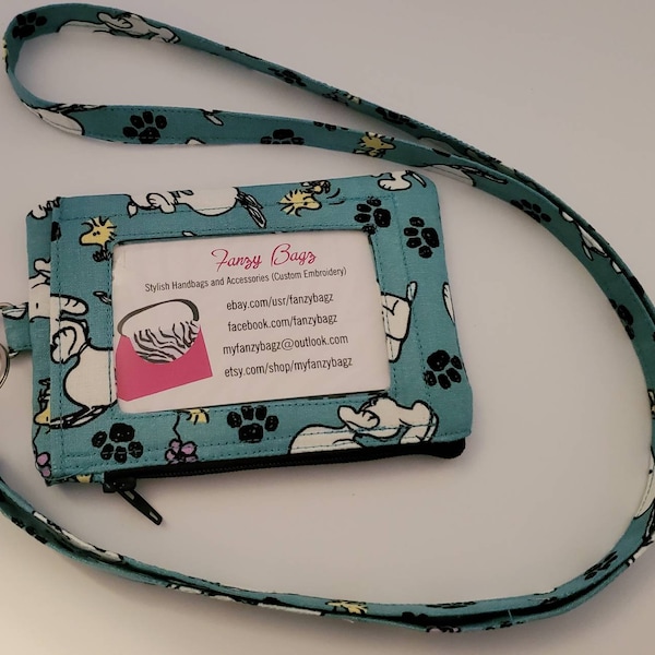 Super Cool Doggy Print ID Wallet Key Chain Wristlet/Lanyard