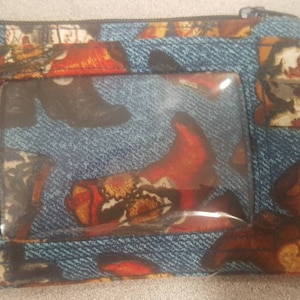 Super Cute Cowboy Boot Print ID & Coin Wallet + Key Ring