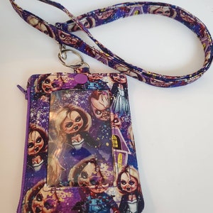 Llavero/cordón para billetera con identificación con estampado de amantes del terror súper lindo