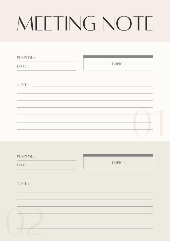 Work Notes Monthly Plan Meeting Notes Daily Notes | Etsy