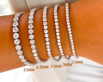 14K Solid Gold Moissanite Tennis Bracelet |Classic Tennis Bracelet| DEF Colorless Moissanite Tennis Bracelet | VS Clarity Moissanite