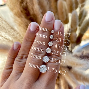 14K Moissanite Martini Pushback Solitaire Stud Earrings | Round Cut Pushback Studs | DEF VS Clarity |