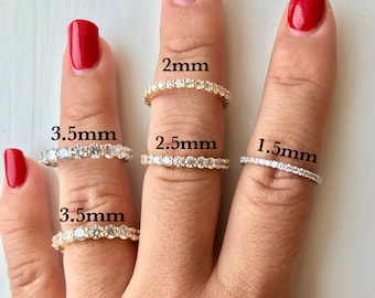 14K SOLID Gold Eternity Band With AAA CZ 14K Weddings Bands. Eternity Band. Full Eternity Stacking Ring. Mothers Day Gift. Free Shipping.