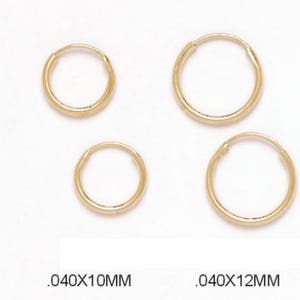 14k Solid Gold Thin Endless Hoops Gold Lightweight Hoops Dainty Hoops 10mm. 12mm. 14mm. 16mm. 18mm. 21mm. 27mm. Thickness 1mm image 3