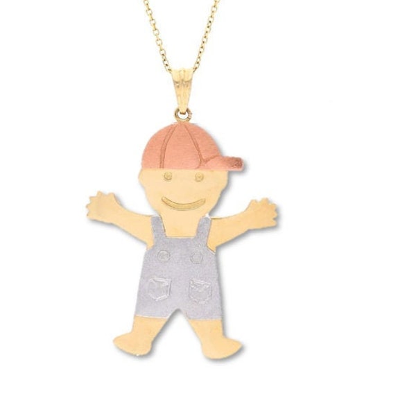 14K Pure Solid Gold Boy Pendant Charms. Little Boy Necklace. Baby Boy Necklace. Boy Pendant. Boy Charm