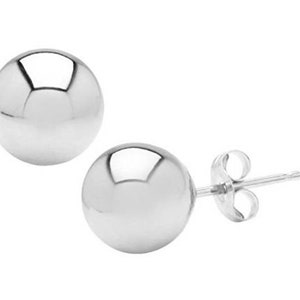 SOLID 14K Gold Round Ball Push Back Studs White Gold Ball - Etsy
