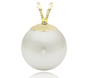 14K Pure Solid Gold Genuine Fresh Water Pearl Pendant - 14K Pearl Pendant - Cultured Pearl Pendant. 5mm 6mm 7mm 8mm 9mm