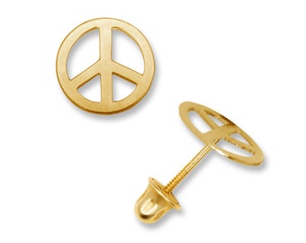 14k Gold Peace Sign Earrings 2024 favors