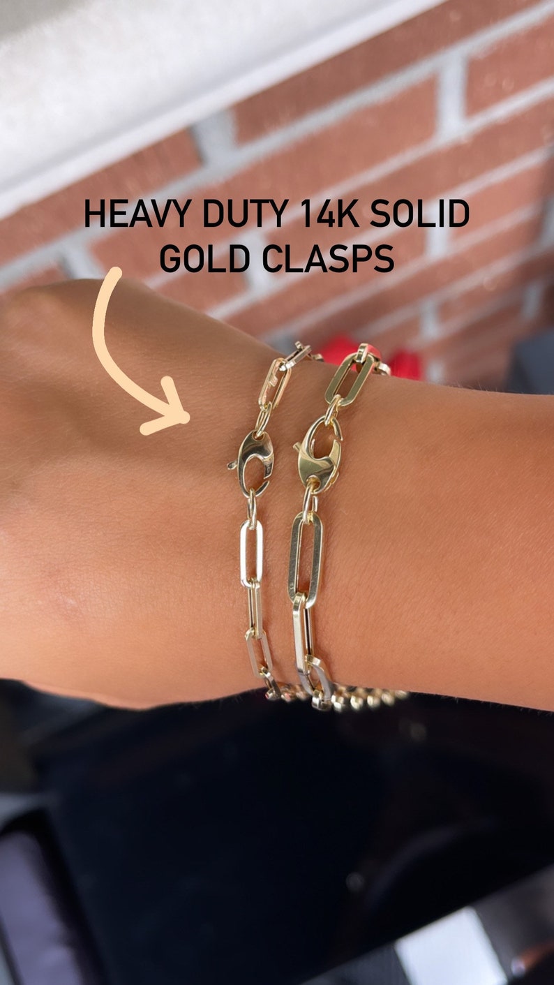14K Gold Paperclip Bracelets Unisex Paperclip Bracelets Etsy