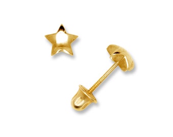 14K Solid Gold Minimal Star Studs | Gold Delicate Star screw back studs | Tiny Star Studs | 4mm