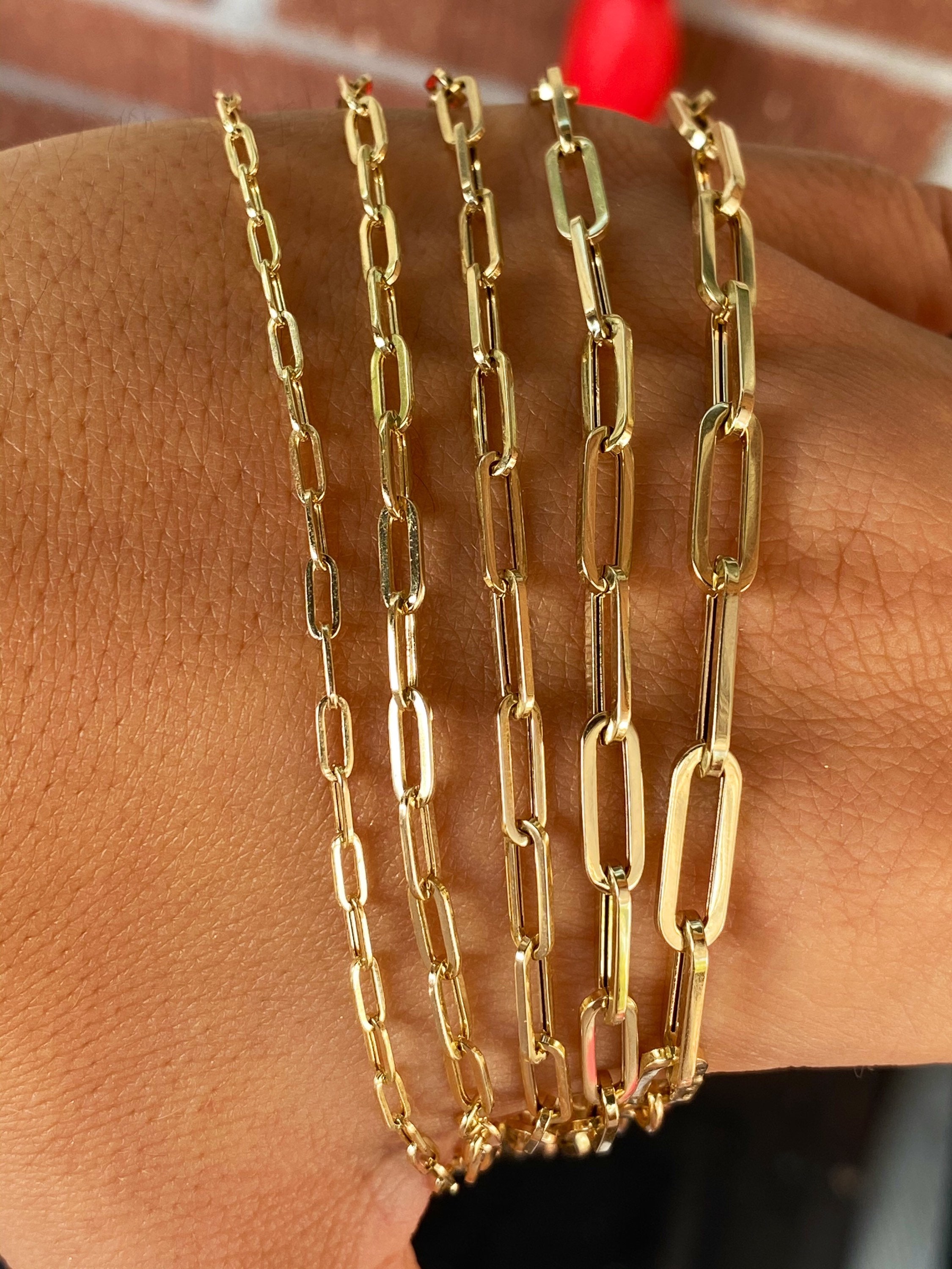 14K Gold Paperclip Chain Unisex Paperclip Chains 14K Gold Etsy Canada