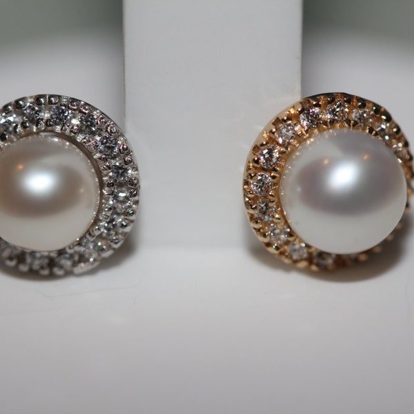 Pearl Earrings with Purple Zirconia main image 0