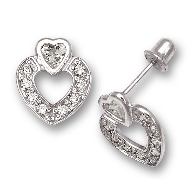14kt Pure Solid Yellow Gold 4MM Cubic Zirconia Earrings W//4MM Butterfly backs!