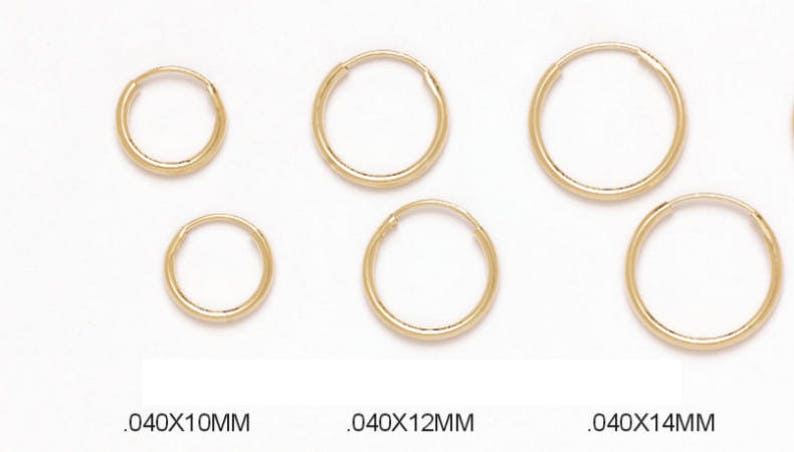 14k Solid Gold Thin Endless Hoops Gold Lightweight Hoops Dainty Hoops 10mm. 12mm. 14mm. 16mm. 18mm. 21mm. 27mm. Thickness 1mm image 3