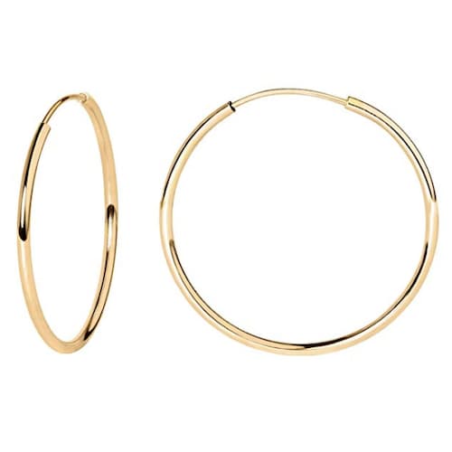 14k Solid Gold Thin Endless Hoops gold Lightweight Hoops Etsy