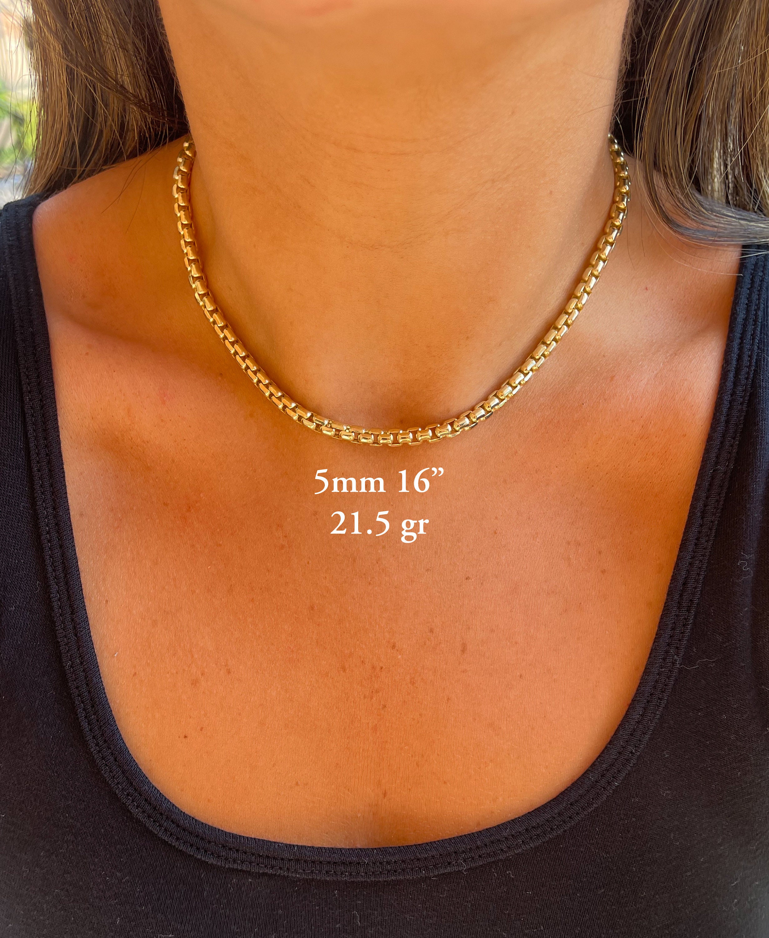 Collana Classica In Oro Giallo 14K – Catana A Scatola, Larghezza 1.6 Mm, Varie Lunghezze, Inclusa Confezione Regalo