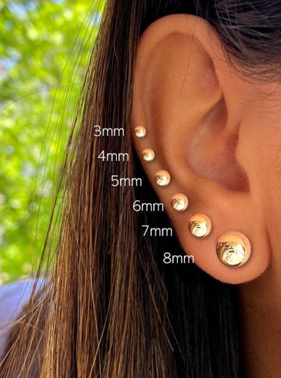 Gold ball stud earrings with screw backs outlet