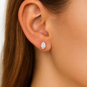 14K Gold Pear Moissanite Stud Earrings | GRA Certified image 2