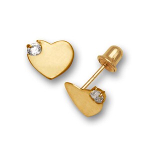 Boucles d'oreilles avec pierre de naissance en forme de cœur en or massif 14 carats | Boucles d'oreilles en forme de cœur vissées