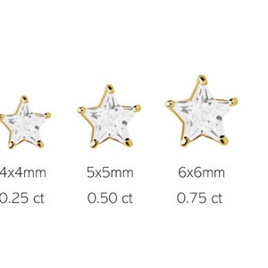 14K Solid Gold Klassische Star Cut Pushbacks Ohrstecker Gold Stern Solitär Ohrringe 14K Gold 5 Prong Stern CZ Ohrstecker Kostenloser Versand Bild 3