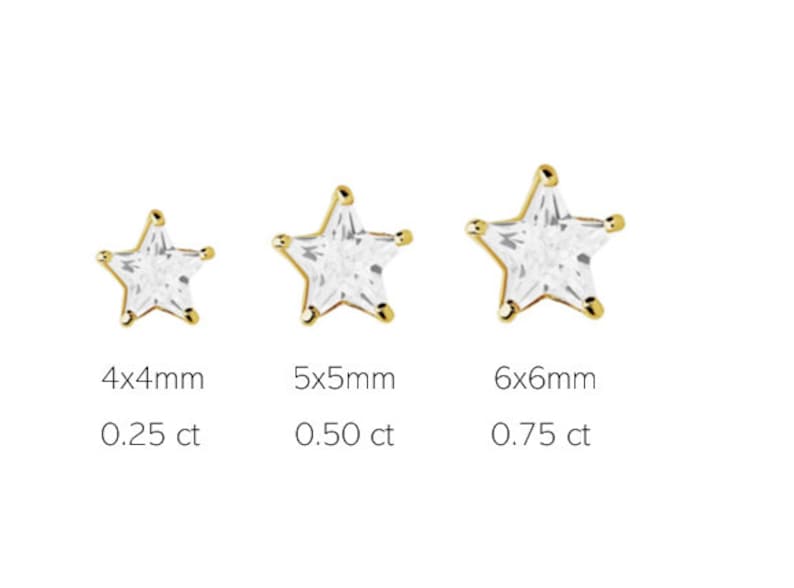 14K Solid Gold Klassische Star Cut Pushbacks Ohrstecker Gold Stern Solitär Ohrringe 14K Gold 5 Prong Stern CZ Ohrstecker Kostenloser Versand Bild 3