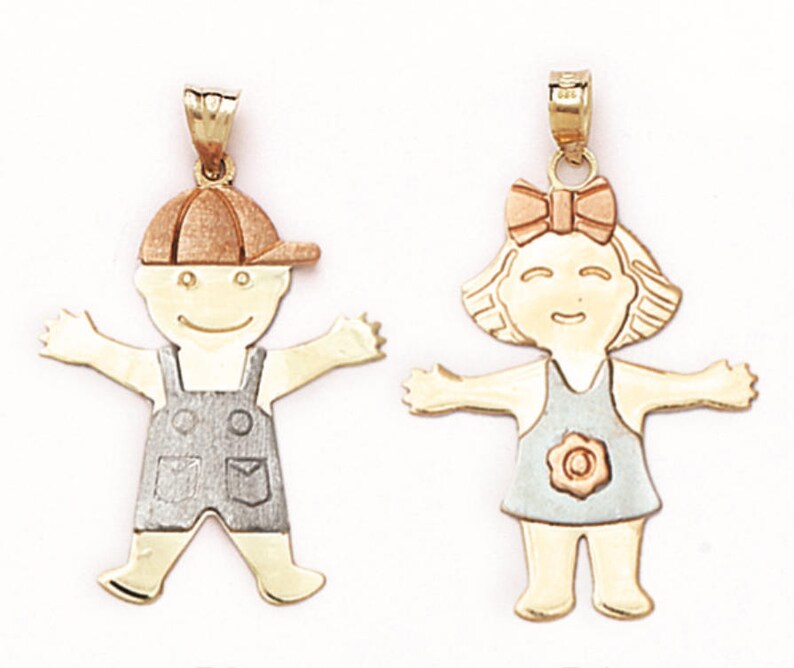14K Pure Solid 25mmx40mm Big Boy/girl Pendant Charms.boy Pendant.girl
