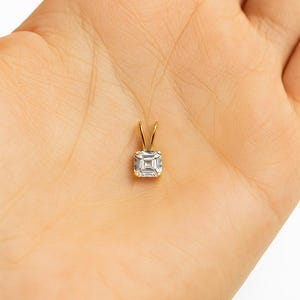 14K Gold Asscher Cut Moissanite Pendant image 6