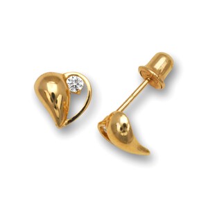 Orecchini portafortuna a forma di cuore in oro massiccio 14 carati / Borchie a cuore con chiusura a vite