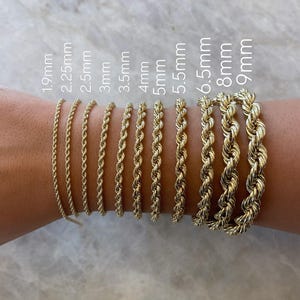 14K Gold Rope Chain Bracelet | Rope Gold Bracelet | 14K Gold chains 7" 7.5" 8" 8.5"