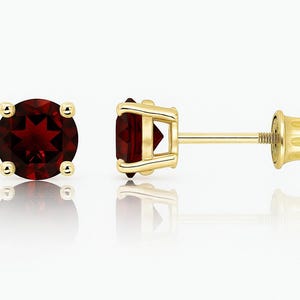 Orecchini rotondi con pietra portafortuna in oro massiccio 14 carati / Orecchini rotondi con chiusura a vite / Orecchini rotondi in oro / 2,5 mm 3 mm 4 mm 5 mm 6 mm