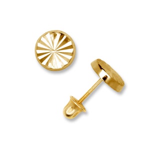 14K Solid Gold Disc Studs | 5mm Disc screw back Studs | 14K Gold Screwback Earrings