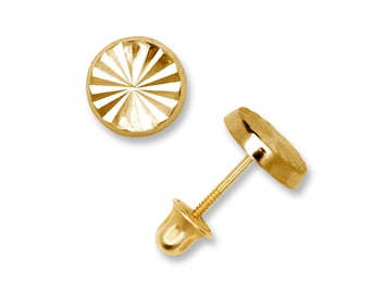 14K Solid Gold Disc Studs | 5mm Disc screw back Studs | 14K Gold Screwback Earrings