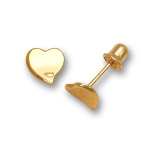 Orecchini a bottone a forma di cuore piccolo in oro giallo massiccio 14K/oro bianco/4 mm/orecchini da ragazza/spedizione gratuita