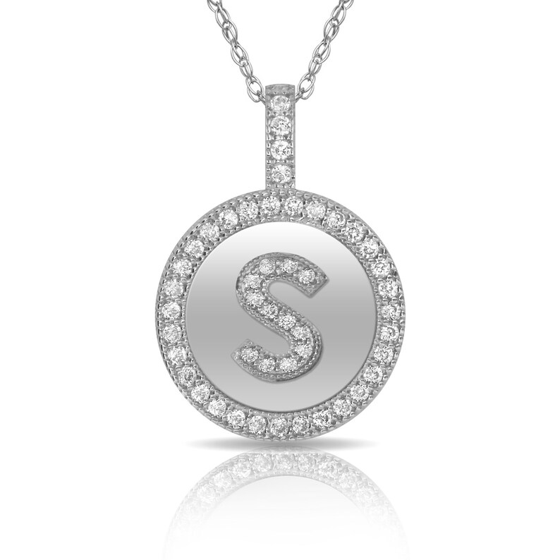14k charm 14k Pendant 216pW122 Initial Pendant FREE SHIPPING Disc Initial Pendant 14K Pure Solid 12mm White Gold Letters Pendant