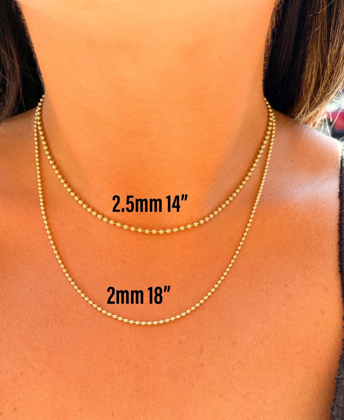 14K Solid Gold Ball Chain Ball Dainty Chain Gold Ball Etsy