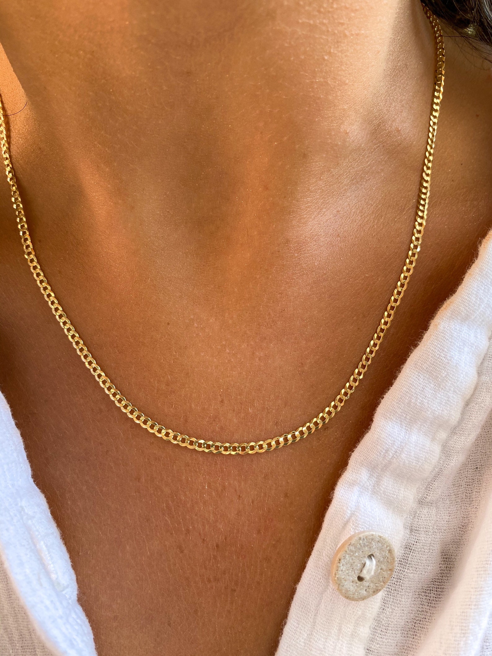 14K Solid Gold Curb Chain 14K Gold Chains 2.5mm Curb Chain Etsy