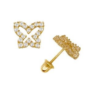 14K Gold Butterfly Studs | 14K Gold Children Butterfly Stud Earrings | Darling 14K Gold Butterfly Earrings | 7.5mm