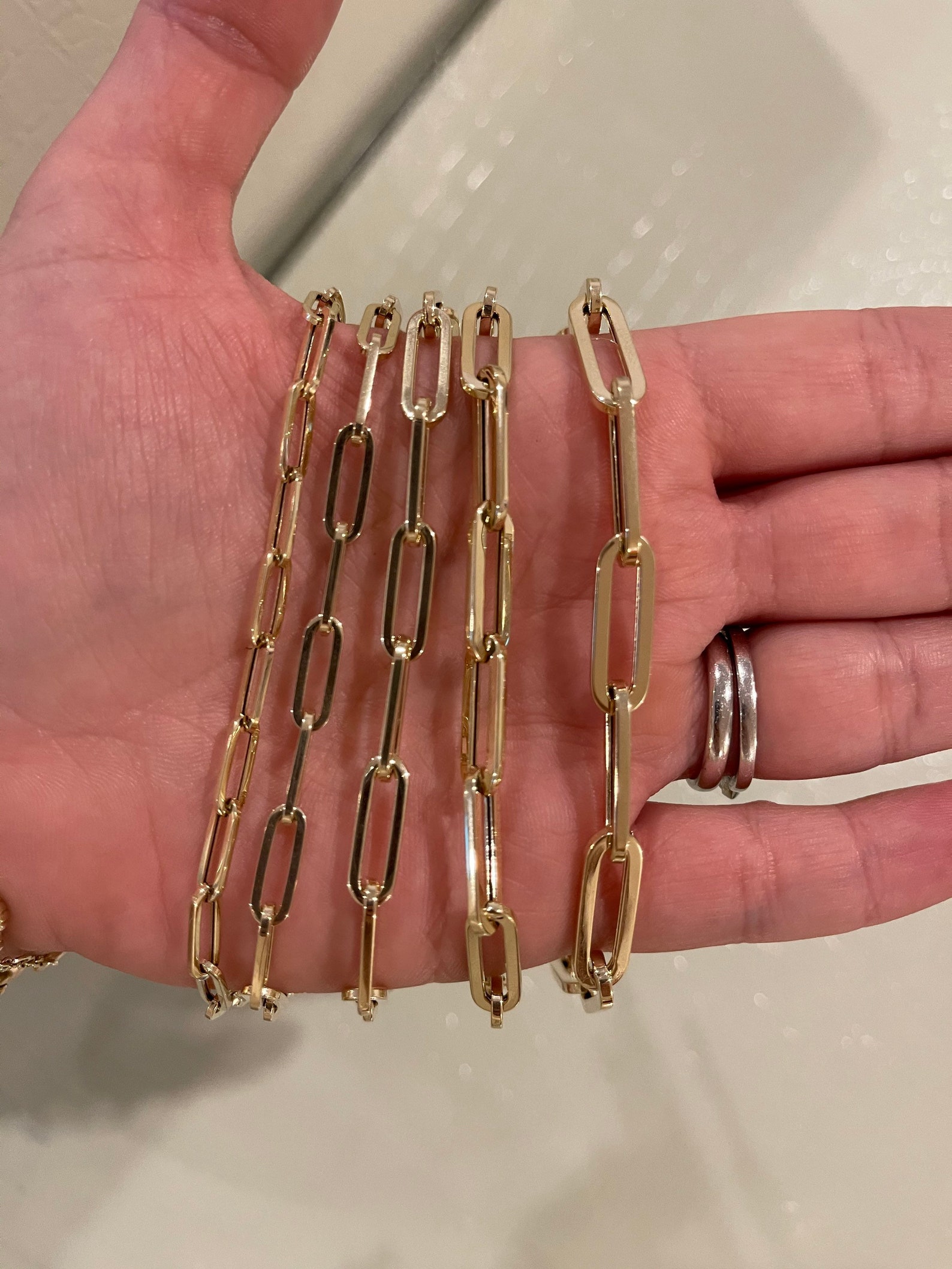 14K Gold Paperclip Bracelets Unisex Paperclip Bracelets Etsy