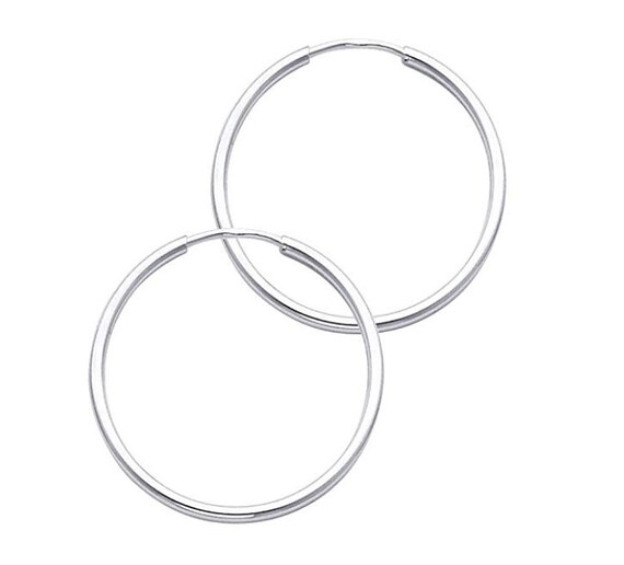 Real 14k Yellow /& White Gold Hoop Earrings Endless hoops 10mm TO 21mm SALE.