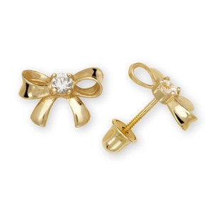 14K Gold Dainty Bow Studs | 14K Gold Minimal Bow Earrings | Bow Studs