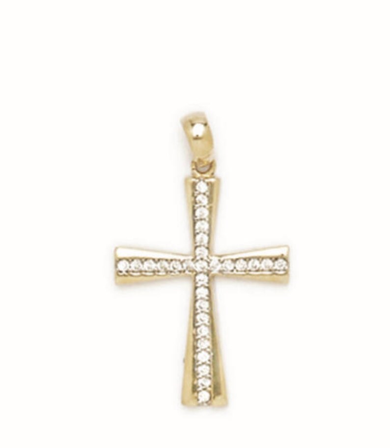 free shipping 221P242 Mothers Day Gift Cross Charm 14k White Gold Fancy Cross Pendant 14K Pure SOLID Yellow Gold 14x24mm