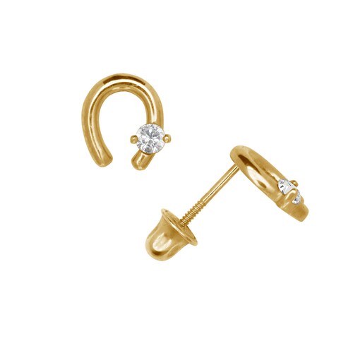 Horseshoe Stud Earrings 14k Solid Gold Dainty Lucky Charm Etsy