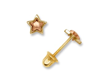 14K Solid Gold Minimal Star Studs | Gold and Rose Gold Delicate Star screw back studs | Tiny Star Studs | 4mm