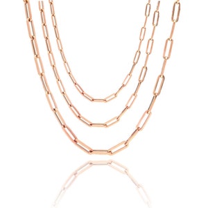 14K Rose Gold Paperclip Chain | Unisex Paperclip Chains | 14K Rose Gold Chains | Paperclip 14" 16" 18" 20" 22" 24" Chains |